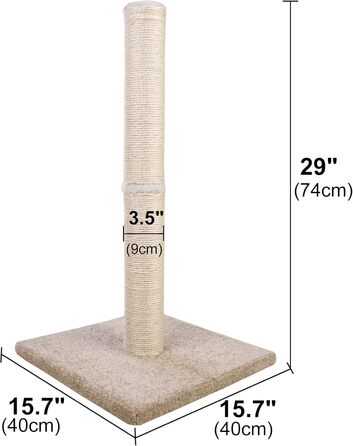 Котячий будиночок Dimaka 73 см: кігтеточка з сизалевих стовпчиків та килимового покриття, бежево-жовтий