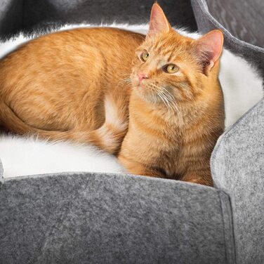 Лежак для котів CanadianCat AVA з фетру, сірий – котяче гніздо, корзина, подушка, місце для відпочинку, ліжко для домашніх тварин
