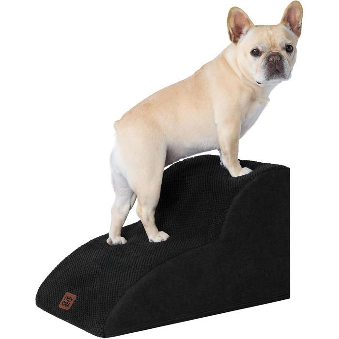 Сходинки для собак EHEYCIGA: 50 см, 4 сходинки, для маленьких собак, на диван/ліжко, з високощільним губчастим матеріалом, знімний та миючий чохол, антиковзне покриття, сірий (40 x 50 x 30 см)