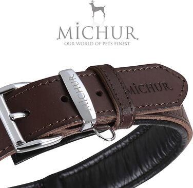 MICHUR нашийник для собак з натуральної шкіри, коричневий, різні розміри
