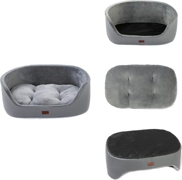 Кругле ліжко для собак середнього розміру Raikou, м'яке та зручне, з антиковзким покриттям, сірого кольору (75 x 54 x 27 см)