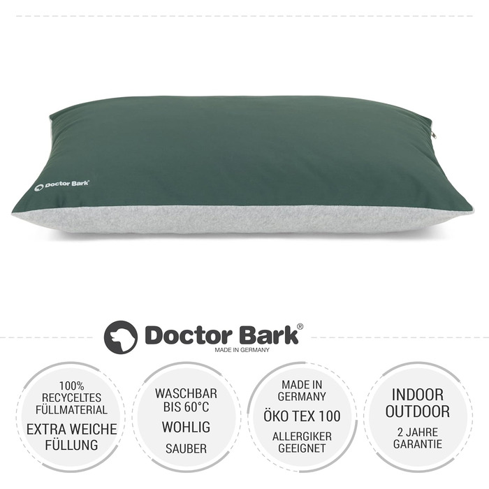 М'яке ліжко для собак великих порід Doctor Bark GreenLabel - зручне, миється, зелене (L)