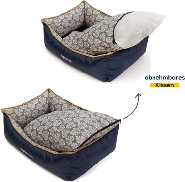 Водонепроникне ліжко для собак з бавовни та поліестеру з знімним подушками - собаче ліжко-софа з практичною сумкою для перенесення, 3 розміри (S/M, L, XL) (Підстилка, S/M)