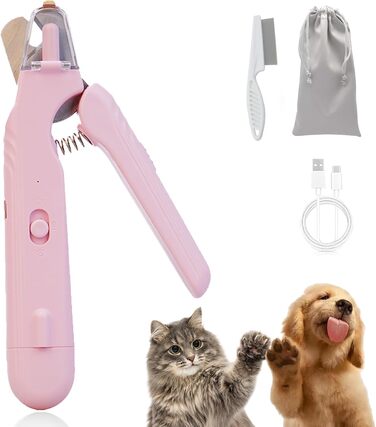 Криворіз для собак і котів 2-в-1 з LED-підсвічуванням – безпечна догляд за кігтями, професійний інструмент для грумінгу (зелений, рожевий)