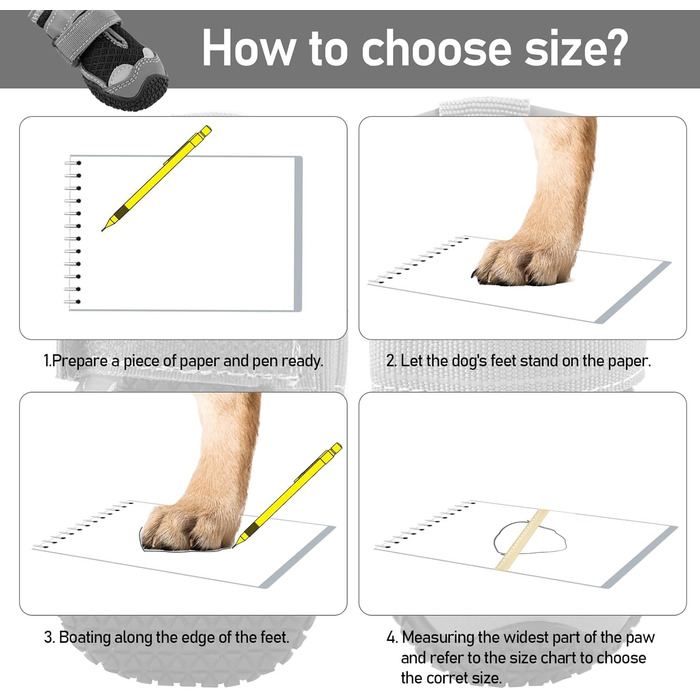 Черевики для собак середніх порід, неслизькі, з світловідбиваючими смугами, захист лап для снігоходів/прогулянок/відпочинку на природі/підлоги (2) сірі