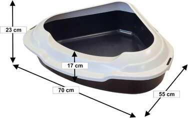 Торгівля котячий туалет кутовий XXL, модель Memphis, чорно-білий з бортиком