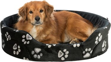 Ліжко для собак TRIXIE Jimmy, 75x65 см, чорне - зручне місце для сну з милим дизайном лапок - кошик для собак середніх порід, неслизьке, 36634