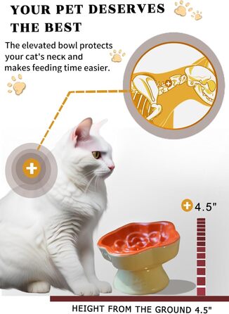 Миска для повільного годування домашніх тварин, керамічна, нахилена, для котів та маленьких собак, запобігає блювоті та удушенню (Рожева), (Оранжева/Захід сонця у вигляді зигзага)