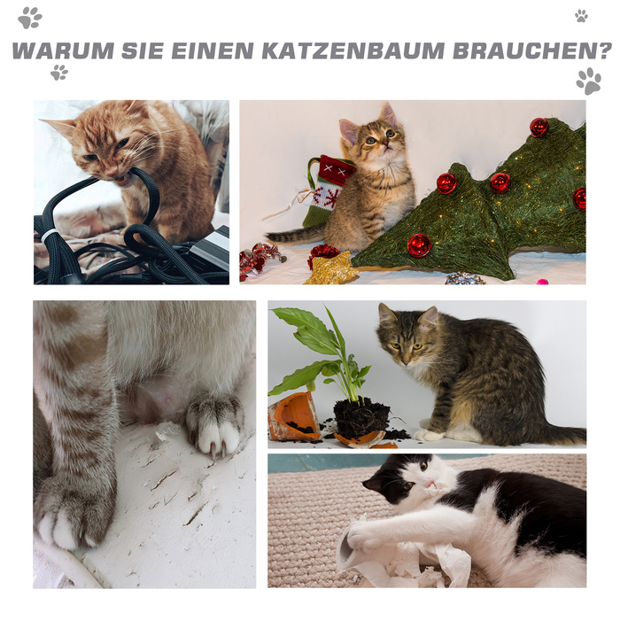 PawHut Котяче дерево з сизалевими колонами, дошка для кігтеточок, до 30 кг, Cat Tree, світло-сірий, 59x39x83см| Аосом