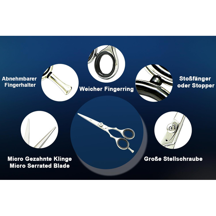 Професійна фризьорська ножиці Linkshänder 5.5 дюймів для стрижки волосся жінок та чоловіків з нержавіючої сталі Razor Edge