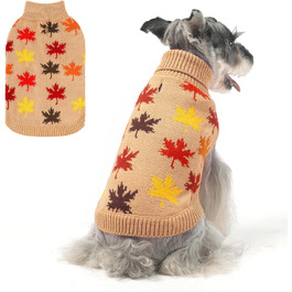 Пуловер для маленьких собак BEAUTYZOO, рогатий пуловер, теплий зимовий одяг, для холодної погоди, одяг для маленьких та середніх собак, цуценят, дівчаток та хлопчиків, хакі, розмір M (спинка: 41 см, груди: 53 см, шия: 33 см)