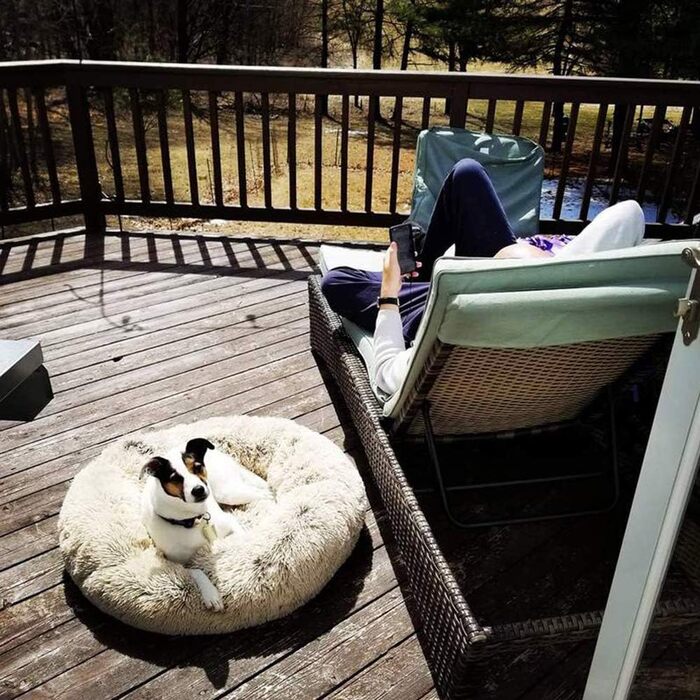 Кругле ліжко для собак та котів, м'яке, плюшеве, темно-сіре, 70 см