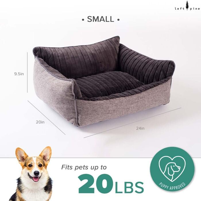 Ліжко-диванчик Deep Edge для собак, оксамитова м'яка модель з валиком для шиї, підняті бортики, подушка з Memory Foam, екологічна наповнювач, неслизьке, можна прати в машині (маленьке)
