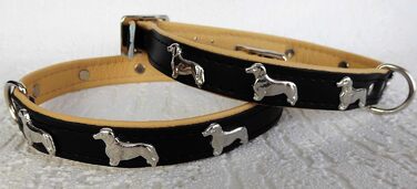 Ліденячий нашийник для собак DACKEL, шкіряний, обхват шиї 28-32/30-36/36-41 см, Чорний - Бежевий, НОВИЙ