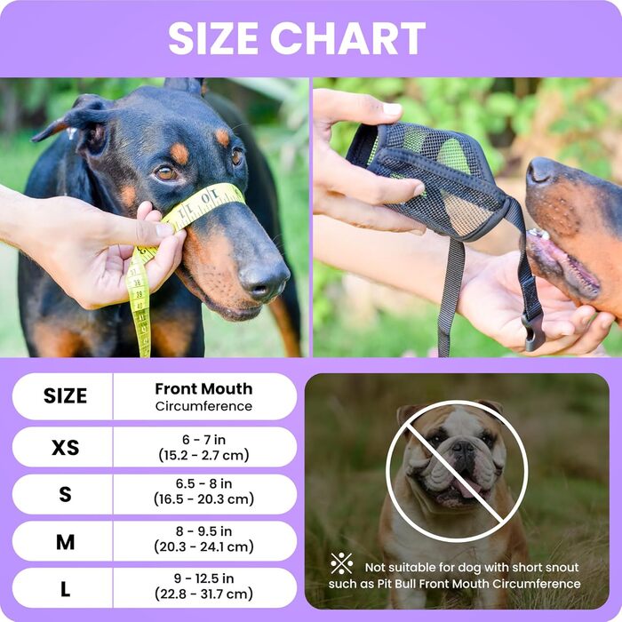 Майорчик для собак великих порід Flintstone – м'який майорчик з Air Mesh | дихаючий намордник для собак | намордник від укусів та ковтання | безшумний намордник для собак, 22.9 см