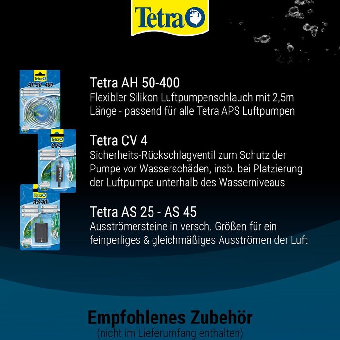 Tetra APS 300 тиха мембранна помпа для акваріумів 120-300 л, чорна