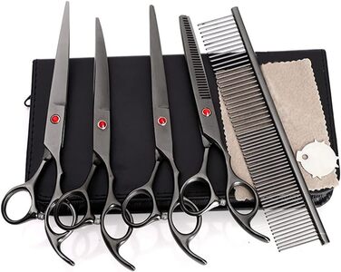 Набір професійних ножиць для грумінгу собак та котів, нержавіюча сталь, з гребінцем