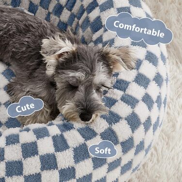 Кругле лежанка для собак середнього розміру BFPETHOME, блакитна, 68.6 x 68.6 x 25.4 см, з антиковзною основою, для цуценят та котів, машинного прання