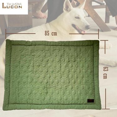 Лежак-декоративна ковдра для собак та котів LUCON 85x63 см, м'яка двостороння зелена, флісова, стьобана, для лежака, прана