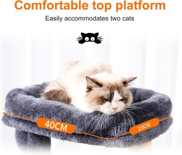 Котячий будиночок Heybly HCT006SW: високий кігтетопор 100 см з платформою, гамаком та іграшками