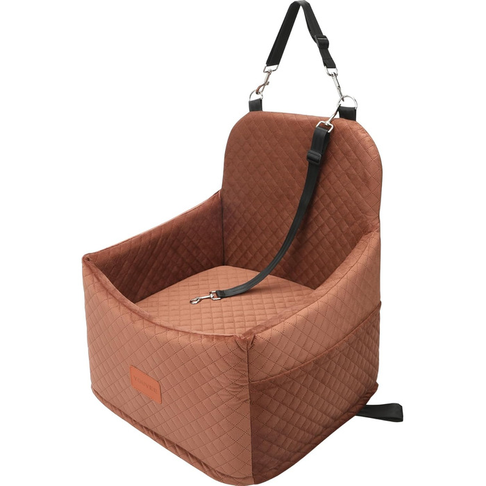 Автокрісло для собак Youvee: безпечне та зручне автокрісло для маленьких собак до 13,6 кг, висота 15,2 см, знімне та миється (колір: коричневий)