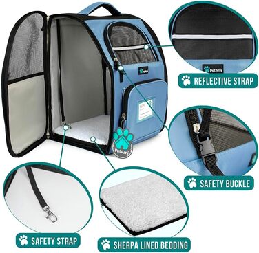 Рюкзак для котів та собак PetAmi: зручний, вентильований, для подорожей та прогулянок, світло-блакитний