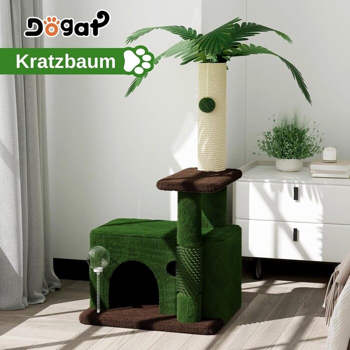 Котячий комплекс Kratzbaum 90 см: кігтеточка, будиночок та іграшки для котів (зелений)