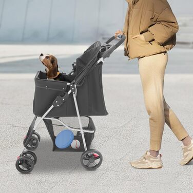 Трансформер для собак і котів: складаний візок для тварин з кошиком, вантажопідйомність 15 кг, колеса з блокуванням, для собак і котів середніх розмірів