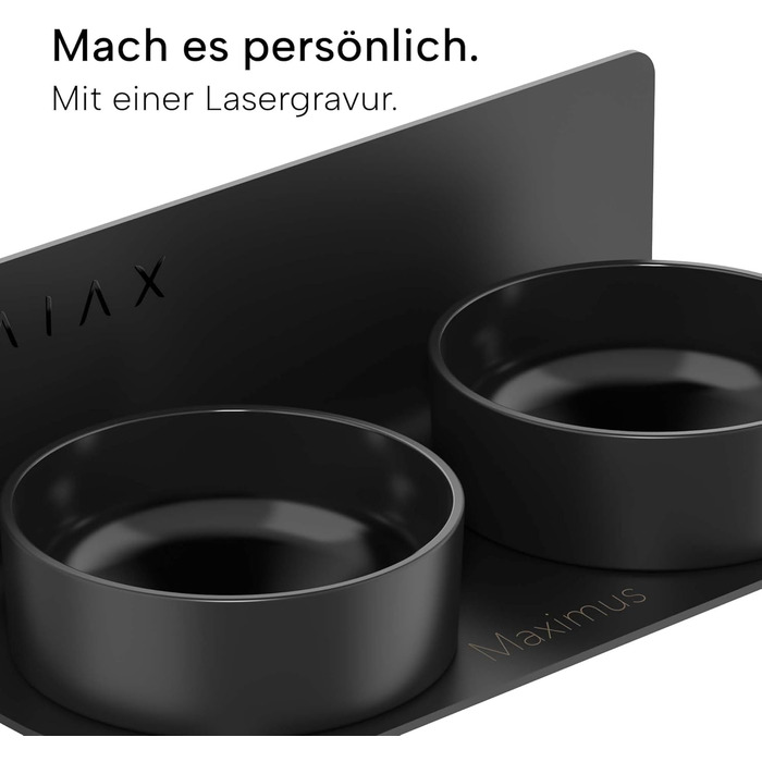 Керамічна підвищена миска DRAIAX ElegantFeed S для котів і малих собак, чорна, настінна, знімна, годівниця для корму і води