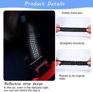 Автомобільні ремені безпеки для собак, регульовані, 2 шт. (Чорний + Синій)