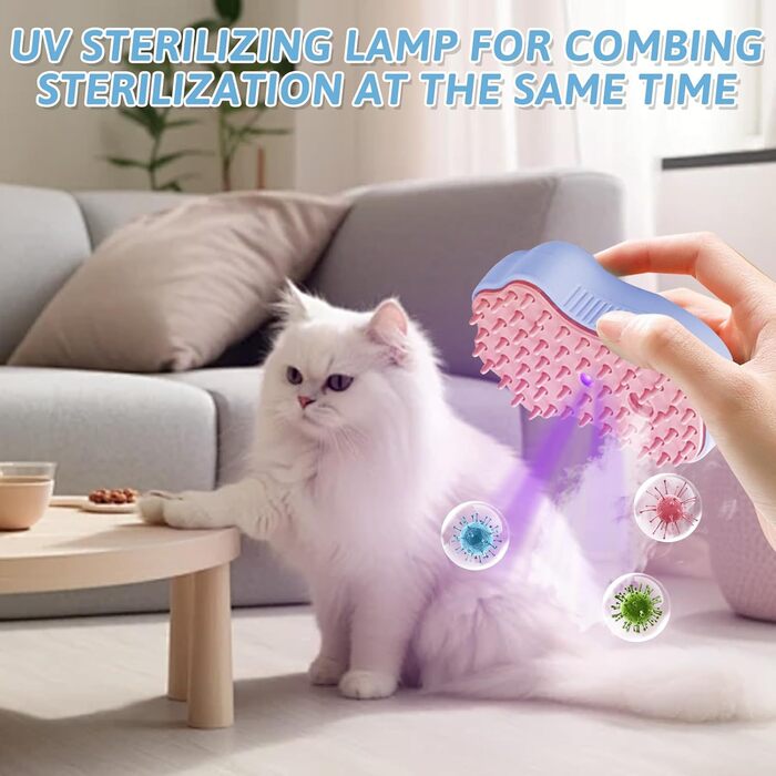 Щітка для тварин з водою: для котів та собак (коротко- та довгошерстих), самоочисна, з резервуаром для води та розпилювачем, для масажу, догляду та видалення шерсті (рожева, синя, зелена) (2 сині)