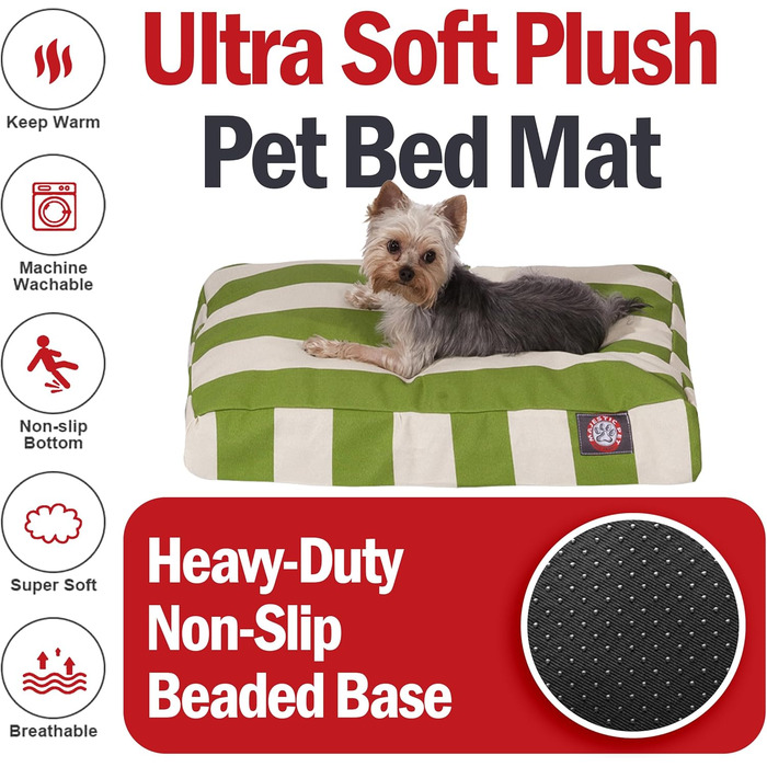 Велике собаче ліжко Majestic Pet прямокутне, зручне, з неслизьким дном та знімним, пральним чохлом, розмір XL, 127 x 107 x Salbeigrün (L 69 x B 51 x H 10 cm, salbeigrün)