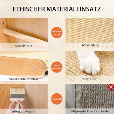 Котячий дряпак CheerPals L-подібний з сизалю - міцна конструкція з бука, 58x37x48 см