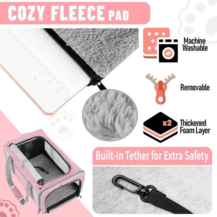 Сумка-переноска для собак GAPZER, м'яка, для чихуахуа, мейн-кун, до 11,3 кг, коричнева (рожева)