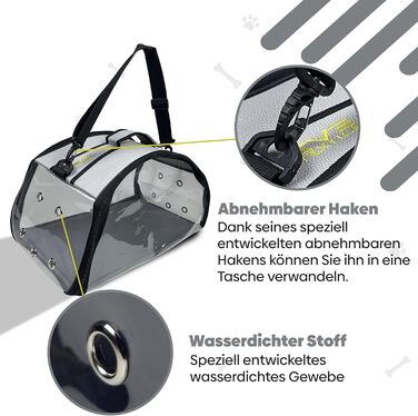 Транспортна сумка для собак та котів EVE Textile | Сумка-переноска для тварин | Дихаюча та прозора сумка | 47x30x30 см (Світло-сіра)