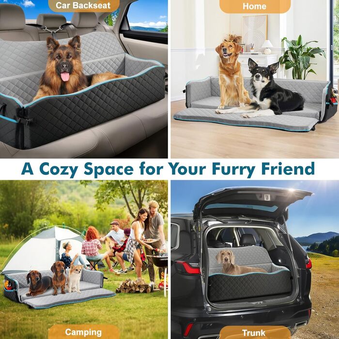 Автокрісло для собак - переноска для маленьких собак до 20 кг з ременем безпеки, чорно-сіре, для подорожей