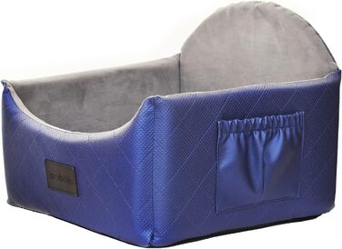 Автокрісло для собак 2в1 | Універсальне миюче автокрісло для заднього та переднього сидіння | Лежанка для собак та котів | Штучна шкіра, пухнастий плюш | 48 x 48 см (Блакитний)