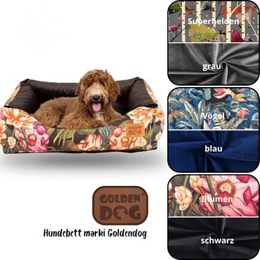 М'яке ліжко для собак з піднятими бортиками, розмір XXXL, з квітковим дизайном, 'Superheld'