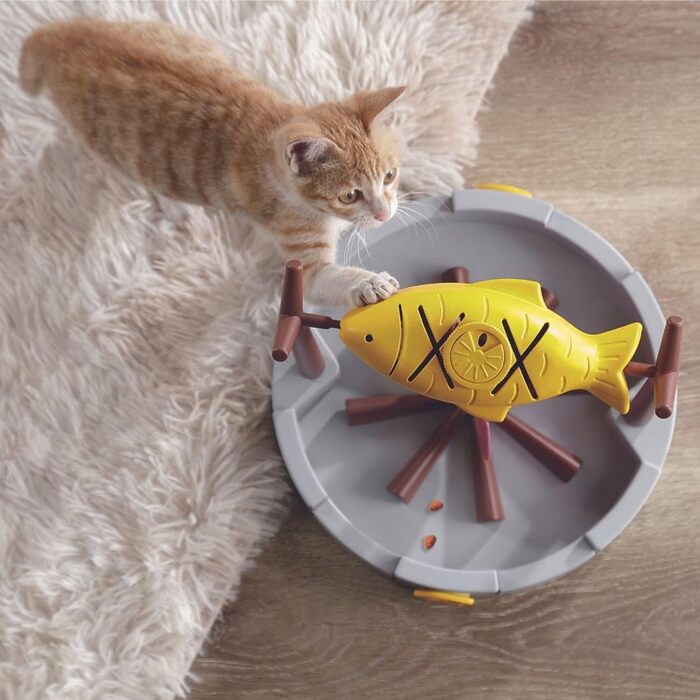 PetPals дозатор для котячих ласощів та сухого корму, інтерактивна миска-іграшка для повільного годування, для снеків з риби, 27,9 см