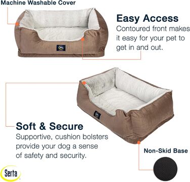 Ортопедичне ліжко для собак Serta Cuddler (велике), 86 x 61 x 25 см, шоколадно-коричневе