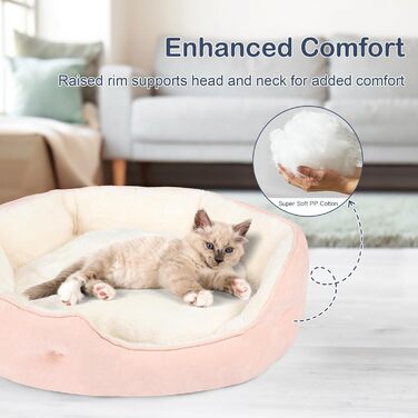 Кругле ліжко для котів та цуценят, 50.8 см. Зручне, з неслизьким дном та знімним подушкою. Підходить для домашніх тварин.