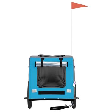 Візок для собак маленьких порід, велосипедний причіп для собак блакитного та сірого кольорів, Oxford-тканина та метал для тварин середнього розміру