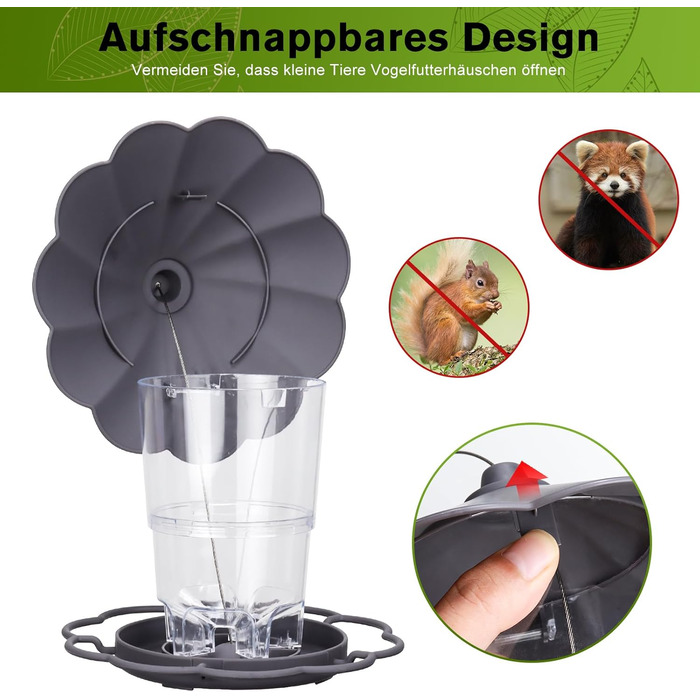 Кормушка для птахів на підвіску, 820мл, сіра. Складана годівниця для птахів, вологостійка, з пластику, для балкона та саду