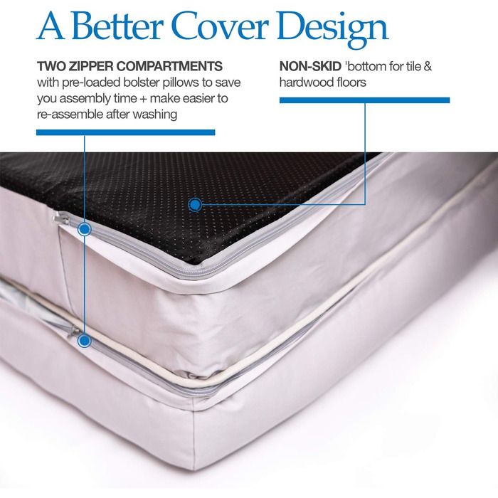 Ліжко для собак PetFusion з memory foam, 91 x 71 x 23 см, пісочник (плюш)