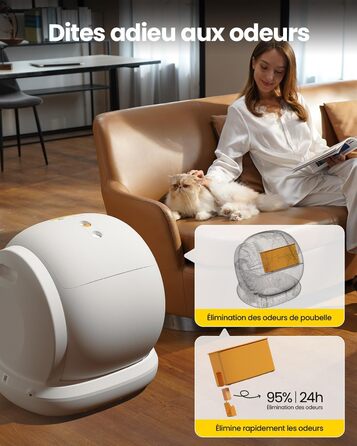 Автоматичний котячий туалет UBPet C20, 75 л, з додатком, Wi-Fi, для кількох котів, герметичний, антизапах, підвищена безпека