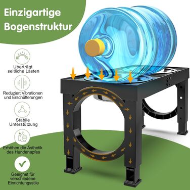 Підвищений годівниця для собак X-BEN з регулюванням висоти, 5 рівнів, для маленьких, середніх та великих собак, фуд-станція з 2 великими мисками з нержавіючої сталі, неслизький, без BPA, чорний пластик