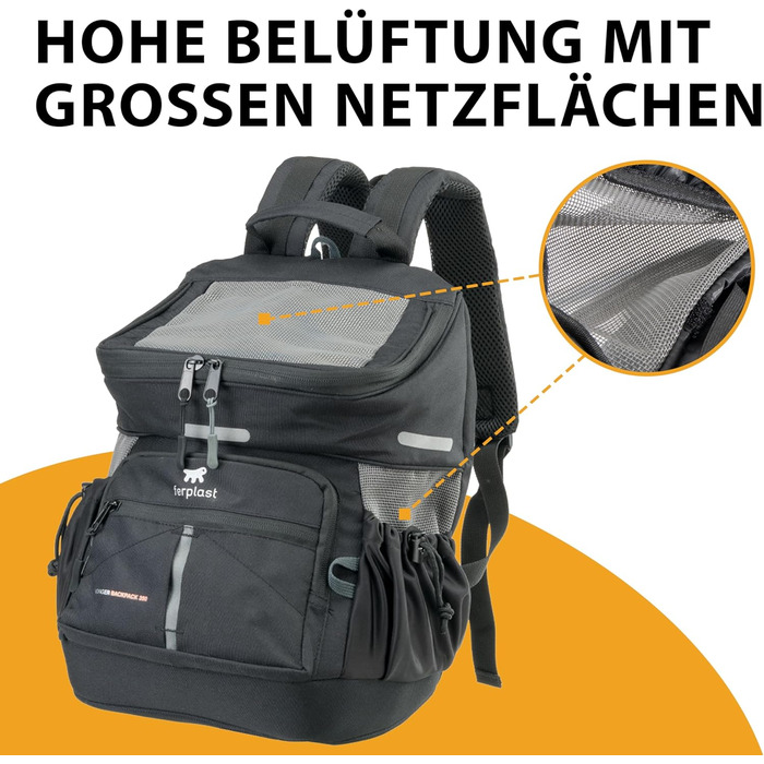 Рюкзак для собак та котів Ferplast Voyager M-L, чорний, до 10 кг, 29 x 21 x 36 см