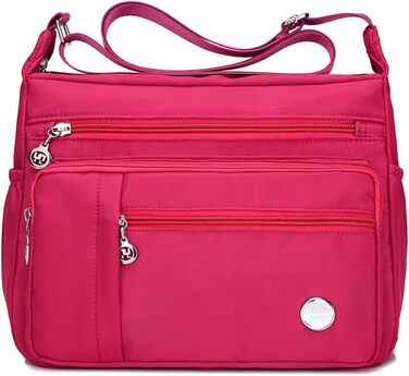 Жіноча сумка-тоут на плече з нейлону Zjsjm1106_b - чорний/рожевий (великий об'єм, водонепроникна)