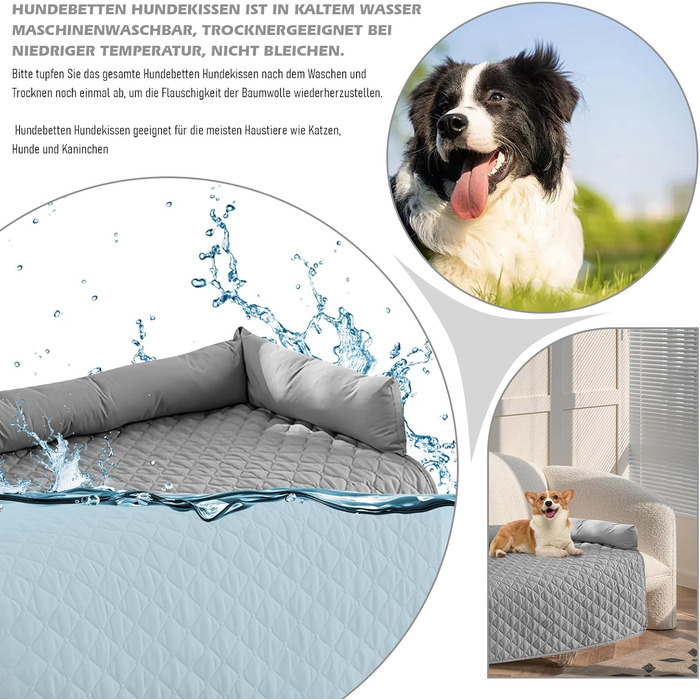 М'яке ліжко для собак, 75x75 см, з антиковзним покриттям та бортиками. Підходить для собак, як диванний чохол. Можна прати в пральній машині.