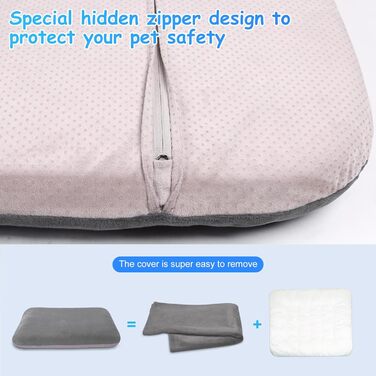 Ортопедичне ліжко для собак Magic Dog Jumbo XL, 119x79 см, сірий колір, знімний та миючий чохол